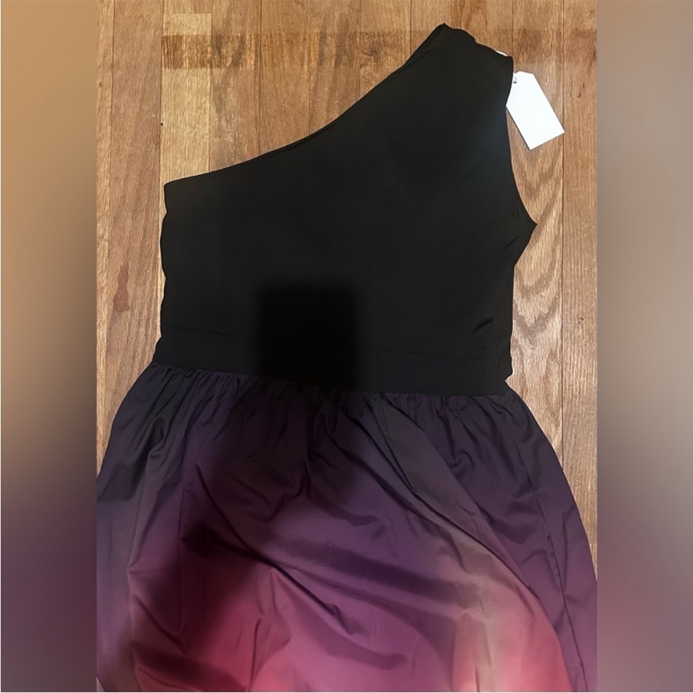 SEXY ONE SHOULDER SLEEVELESS MULTI COLORED OMBRE PINK PURPLE BLACK GOWN SZ M - Picture 2 of 4
